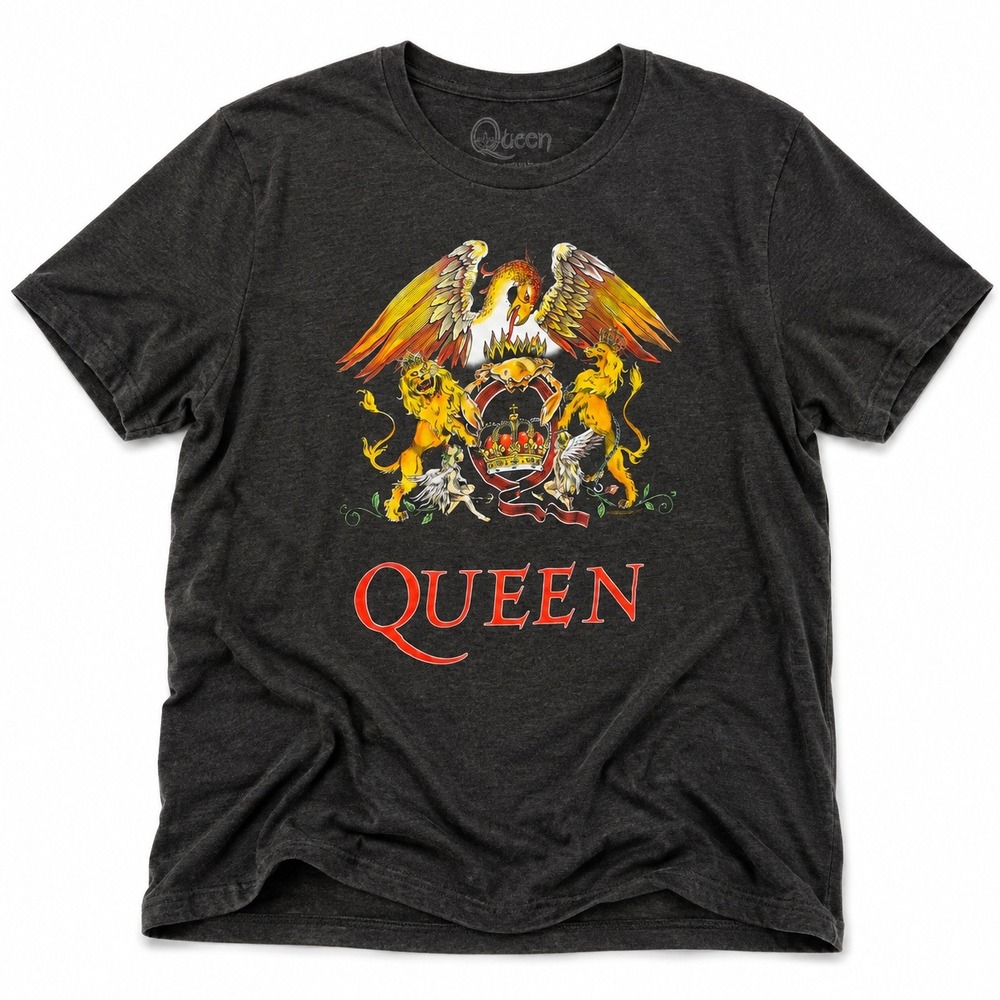 Queen Crest Graphic T Shirt Charcoal Gray XXL Classic Rock Band Tee Licensed